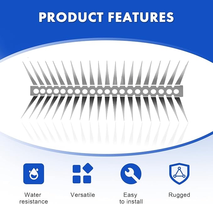 Bird Spikes - Stainless Steel Fence Spikes for Pigeons, Raccoons, Snakes - Deterrent Defender (20inch)