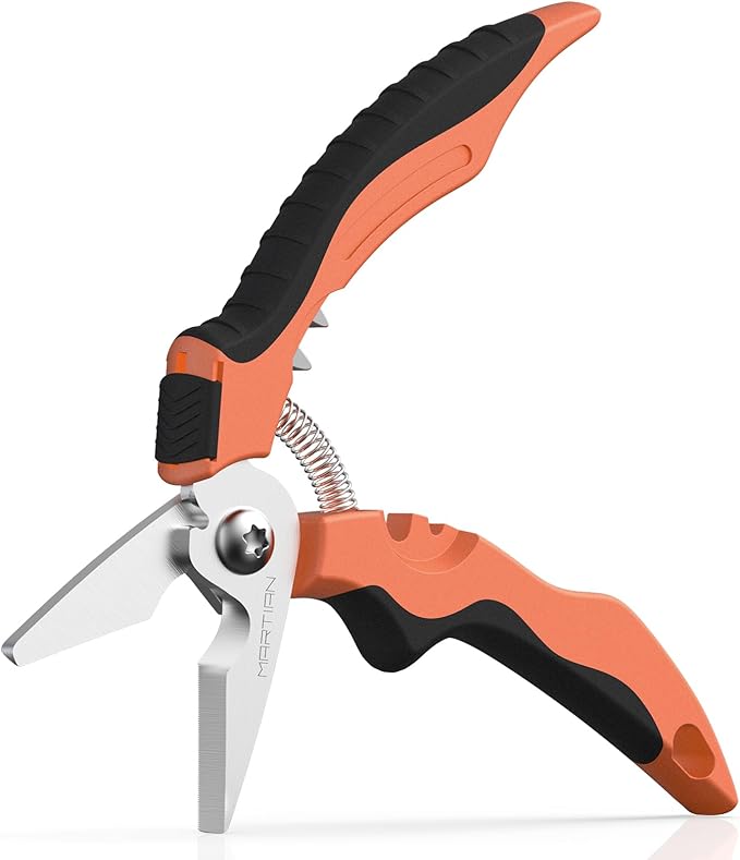 7" Heavy-Duty Multipurpose Gravity Shears – Japanese SUS420J2 Stainless Steel Micro-Serrated Blades, Ergonomic Grip for Gardening, Crafting & Studio Tasks | Safety Lock, Ambidextrous Design (Curved)