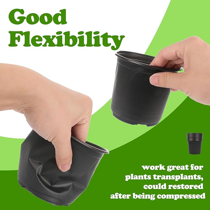 100 Packs 4 5 6 Inch Nursery Pots, Plastic Nursery Pots for Plants with Drainage Holes, Seed Starting Garden Pots of Flower Plant Container for Succulents, Transplanting (100, 5 Inch)