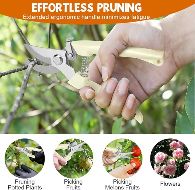 Ainiv 2Pack Pruning Shears, 1 Bypass Garden Clippers and 1 Straight Blade Floral Shears, Professional Flower Clippers, Lightweight & Ergonomic Gardening Scissors for Plants, Hedges and Flowers