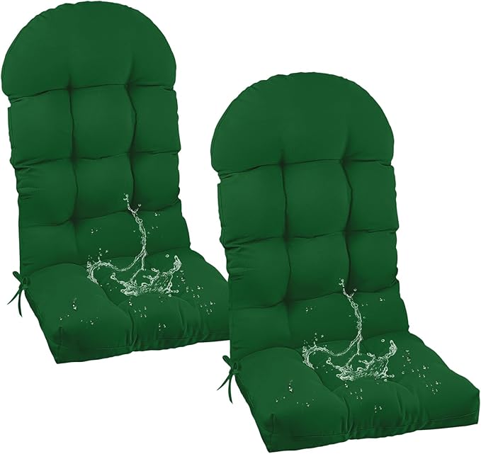 Outdoor Adirondack Chair Cushions Green with Ties Non-Slip Tufted Replacement Cushion Set of 2 for Patio Garden Porch High Back Thicken Outdoor Seat Pads 47"*19.68"*3.9"