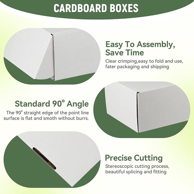 4"x4"x2" Shipping Boxes Set of 3, White Corrugated Cardboard Box Literature Mailer