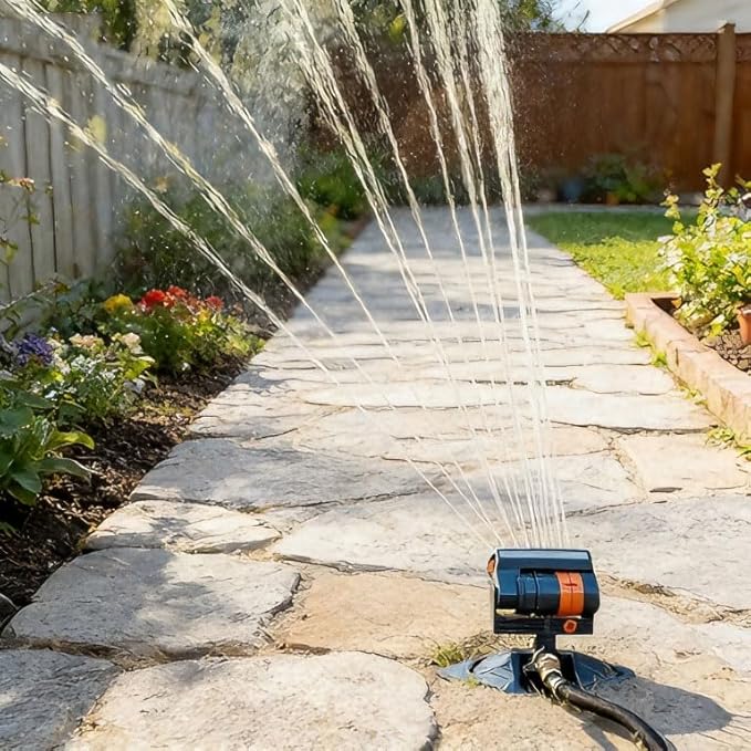 Upgraded Adjustable Oscillating Sprinkler, 16 Mini Turbine, Wide Area Coverage, Heavy-Duty Triangular Bracket Compatible for Lawn Yard Garden Watering