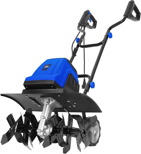 BILT HARD 14-Amp 18-Inch Electric Tiller Cultivator, 8'' Tilling Depth Corded Garden Rototiller, 6 Steel Front Tines Roto Tillers with Adjustable Wheels & Foldable Handle for Garden Lawn Soil Digging