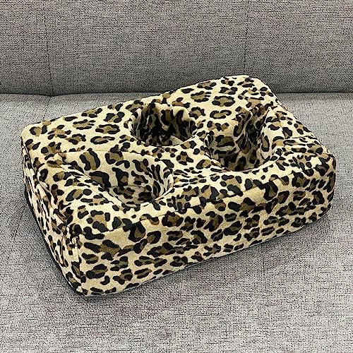 Couch Cup Holder Pillow, Couch Drinks Remotes Holder for Center of Couch, for Sofa, Bed, RV, Car (Leopard)