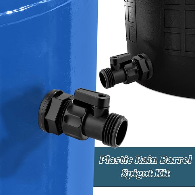 Rain Barrel Spigot Kit 4 Kit Water hose Shut-Off Ball Valve Plastic Garden Hose Shut Off Valve+3/4 GHT Rain Barrel Bulkhead Fitting for Rain Barrels Water Tank Pond Aquarium Tubs Pools Spigot