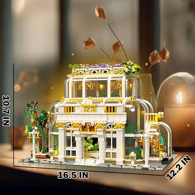 2231 Pcs - Friends Botanical Garden Building Set with LED Light Block for Adults Women Men, MOC Flowers Garden Greenhouse Model Kits, Compatible with Lego Ideas, Easter Gift for Her Him