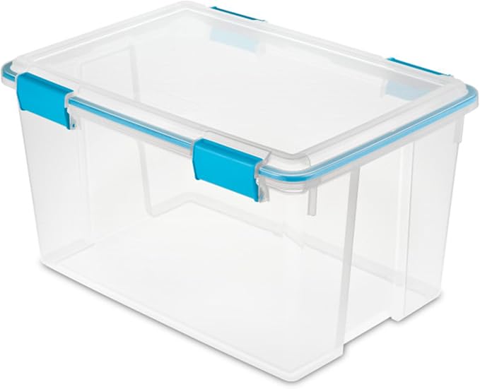 Sterilite Gasket Storage Box with Lids for Home & Office, 54 Quart, 8-Pack