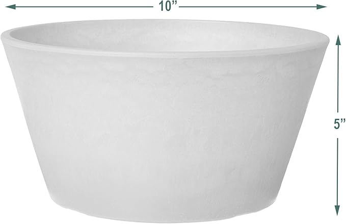 Arcadia Garden Products PSW Pot Collection TD25TP Plastic/Stone/Wood Composite Shallow Bulb Pan - No Drainage Hole (Drillable), Planter for Succulents, Bonsai, Fairy Gardens, Herbs, 10-inch, Taupe