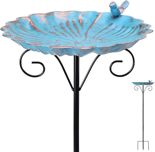 VCUTEKA Bird Baths for Outdoor, Metal Garden BirdBath with Bird Statue and Detachable Bird Bath Bowl for Yard Patio Lawn Decor