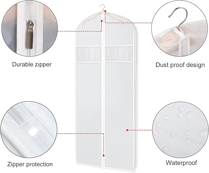 Zilink Dress Bags for Gowns Long Garment Bags for Long Dresses 72 in, 4Pack