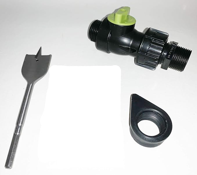 Shut Off Valve with Rubber Gasket for Rain Barrel: EarthMinded, EarthMark (1/4 Turn Full Flow with Drill Bit)
