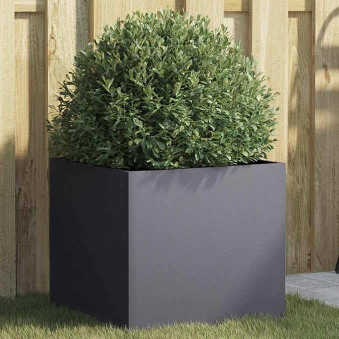 Anthracite Metal Planter with Cold-Rolled Steel Construction Modern Decorative Inlays for Indoor and Outdoor Use 4 Pieces Set