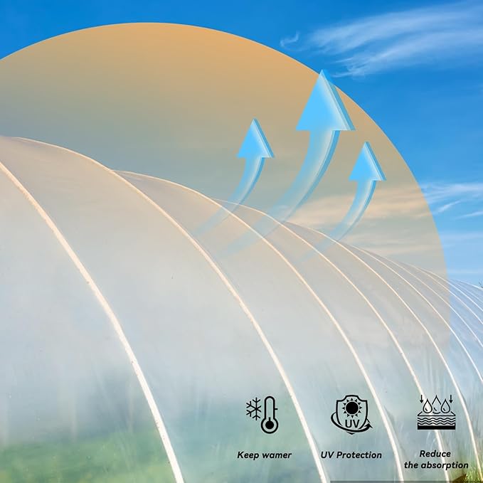 24x100 Ft Greenhouse Film Plastic Sheeting, Greenhouse Polyethylene Plastic Film 6 mil Thickness Replacement Cover, UV Resistant, Plant Covers Freeze Protection for Windproof Frost& Dust Proof