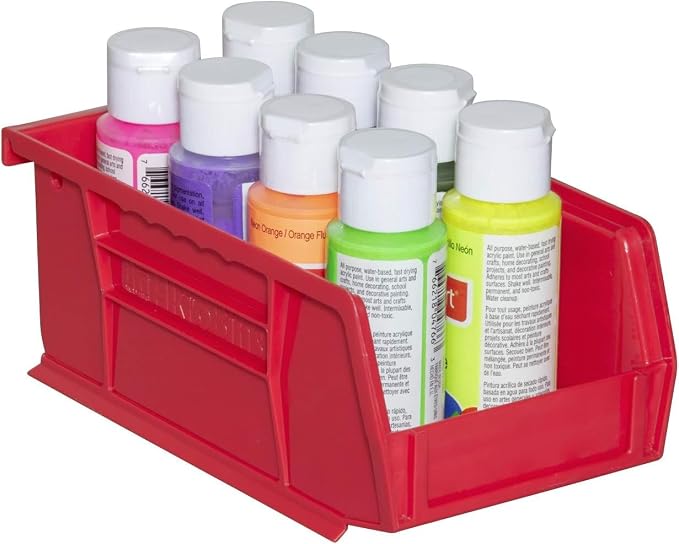Akro-Mils 30220 AkroBins Plastic Storage Bins, 7"x4"x3", Red, 24-Pack