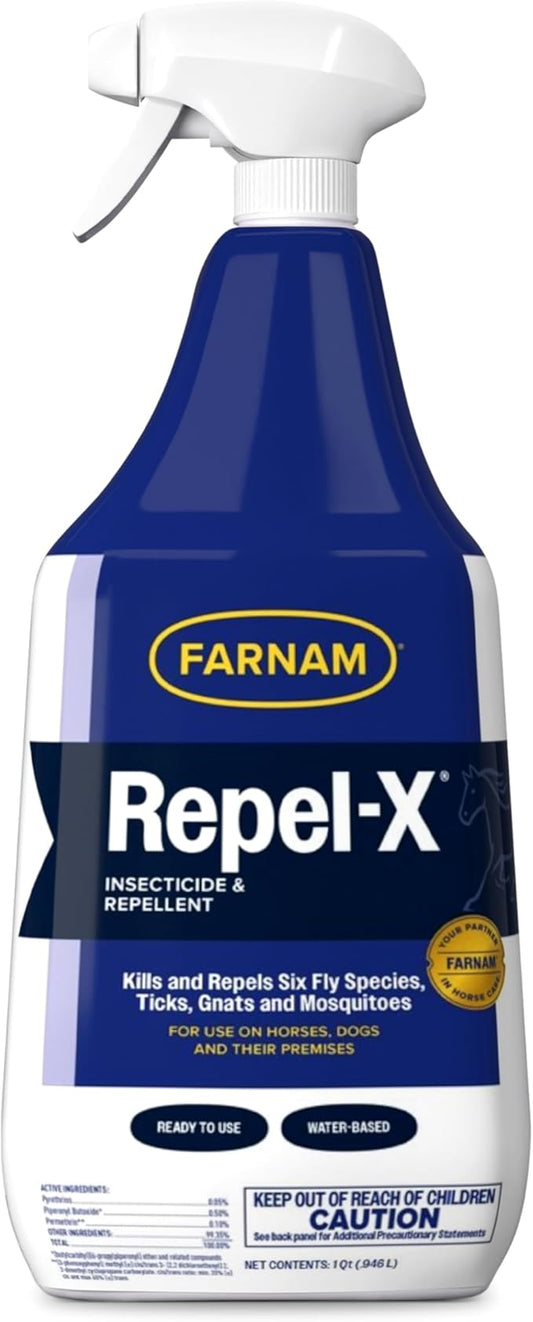 Farnam Repel-X Insecticide & Repellent Water-based Fly Spray for Horses, Dogs and Premises, 32 Ounces