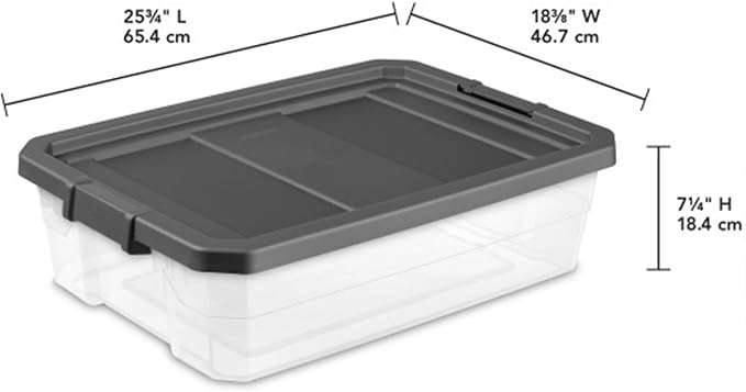 Sterilite 6-Pack Modular Stacker Box, Durable Clear Plastic Storage Bins with Latching Lids, 40 Quart - Stackable Organizing Container Boxes for Closet, Bathroom, and Office
