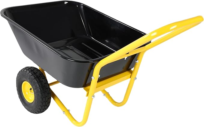 Dawn Heavy-Duty Two-Wheeled Garden Barrow with 10-Inch Pneumatic Wheels - Yellow & Black, Ideal for Lawn & Garden Tasks