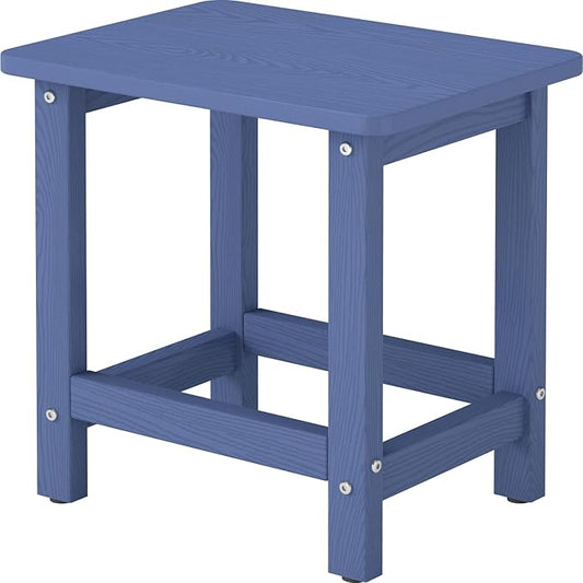 Weatherproof Outdoor Side Table, HDPE Small Outdoor Table for Adirondack, 16.6-Inch Patio Square End Tables for Garden, Backyard, Porch, Deck, Balcony, Poolside (Navy Blue)