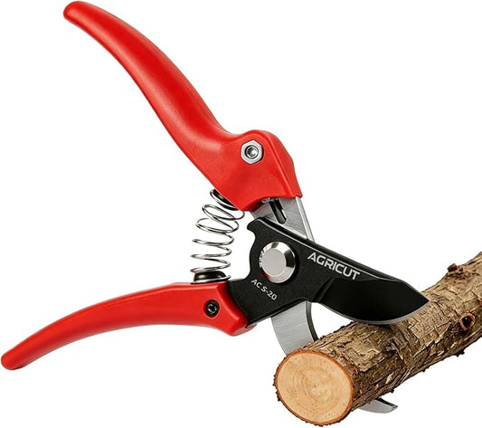 AGRICUT Pruning Shears, 7/8-Inch Cut Capacity Hand Clippers, Bypass Pruners, Gardening Scissors with Sharp Steel Blade (Nylon Handle, High Carbon Steel)