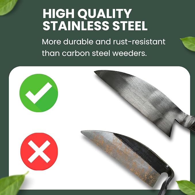 forest Originals Hounen Miyawaki Japanese Weeding Sickle, Twisted Stainless Steel Kama Weeder (4.7 in (12 cm) Blade), 13 in (33 cm) Wood Handle, Root Slicer for Garden Beds & Crabgrass, Made in Japan