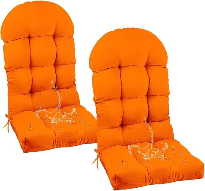 Outdoor Adirondack Chair Cushions Set of 2 Orange Waterproof High Back Chair Cushion Set Thicken Patio Lawn Replacement Cushions 47"*19.68"*3.9"