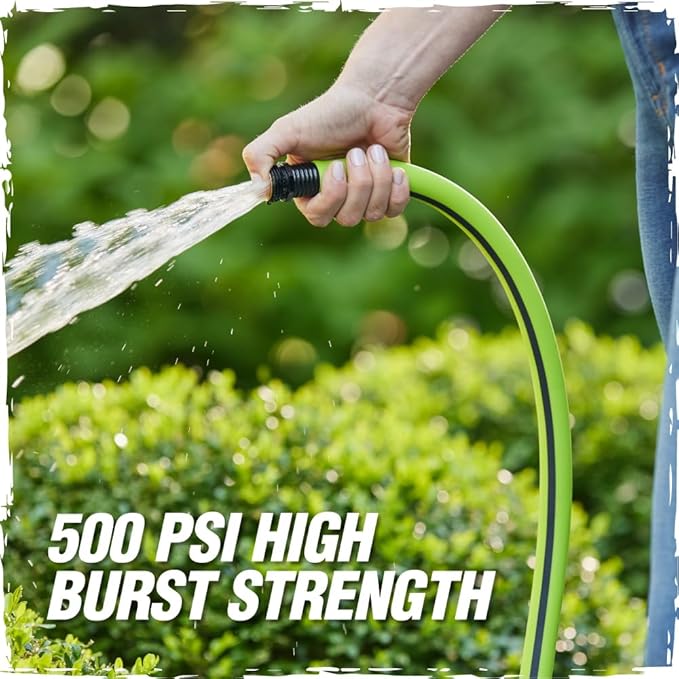 RUGGED RHINO Heavy Duty Garden Hose 100ft x 5/8in, Anti-Kink and Leakproof, Durable 4-Layer Construction, 500 PSI Burst, All Weather Outdoor Watering for Lawn, Garden, Flowers, Green and Black