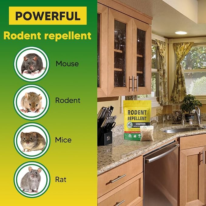 fcesiweg Rodent Repellent Indoor, Mice Repellent Indoor, Mouse Repellent Pouches, Rat Repellent for Outside,Mouse Deterrent,Keeps Mice Away, Safe for Humans and Pets, 90 Days Protection, 8 Packs