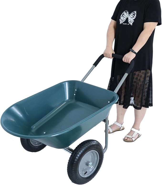 Dawn Green Garden 15" Pneumatic Wheel Barrow Trolley WB1001GN