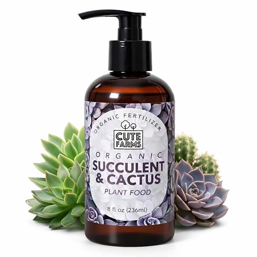 Organic Succulent & Cactus Fertilizer – Gentle Liquid Formula for Aloe Vera and Popular Indoor & Outdoor Succulents & Cacti (8 oz) Cute Farms