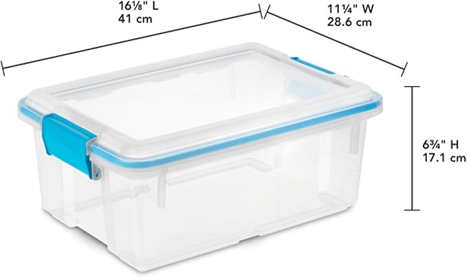 Sterilite Gasket Storage Box with Lids for Home & Office, 12 Quart, 18-Pack