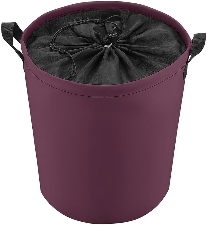 Large Laundry Hamper Bag, Plum Purple Color Collapsible Laundry Basket with Drawstring Dirty Clothes Organizer Washing Bin for Family Essentials Storage
