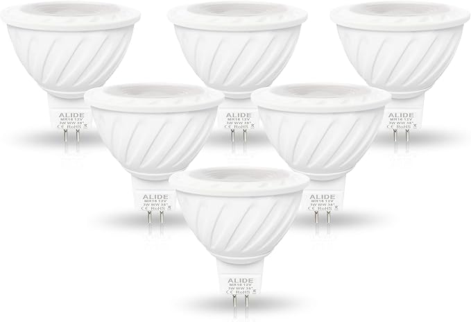 ALIDE MR16 3W Led Bulbs 20W Halogen Equivalent,2700K Soft Warm White,12V GU5.3 Low Voltage Bulb for Outdoor Landscape Flood Yard Garden Track Lighting,Non-Dimmable 270lm,38 Deg,6 Pack