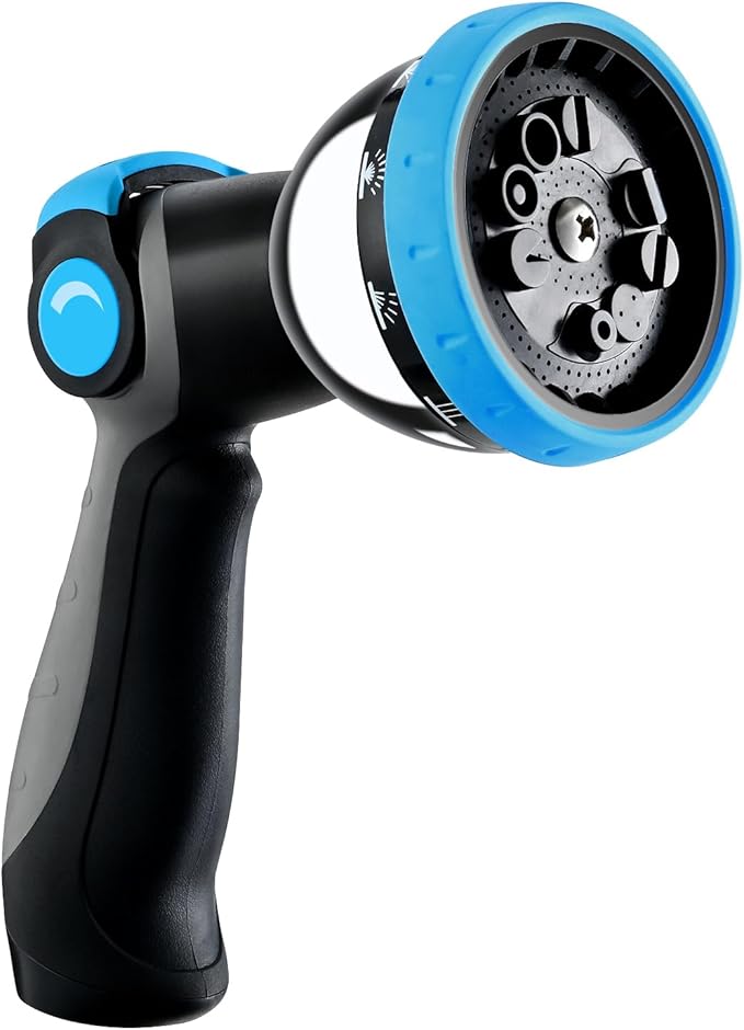 Relhost Garden Hose Nozzle, Heavy-Duty Water Hose Sprayer Nozzle with 10 Spray Patterns, Ergonomic Non-Slip Grip, Leak-Free Design, Fits All Standard Garden Hoses for Watering, Car Washing, Cleaning