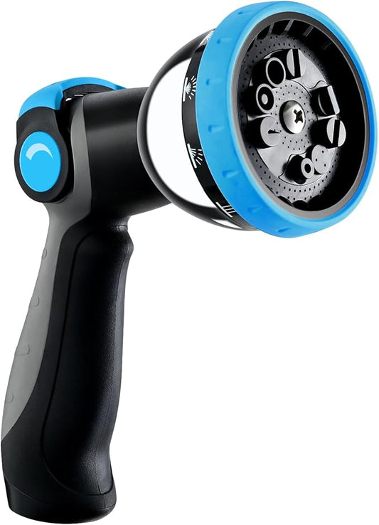 Relhost Garden Hose Nozzle, Heavy-Duty Water Hose Sprayer Nozzle with 10 Spray Patterns, Ergonomic Non-Slip Grip, Leak-Free Design, Fits All Standard Garden Hoses for Watering, Car Washing, Cleaning