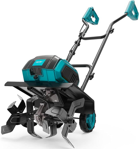 36V Brushless Cordless Tiller Cultivator Compatible with Makita 18V Battery(Tool Only), Electric Garden Tiller w/16 Steel Tines, 14.2" Tilling Width, 8.7" Depth, Safety Lock, Portable Rototiller