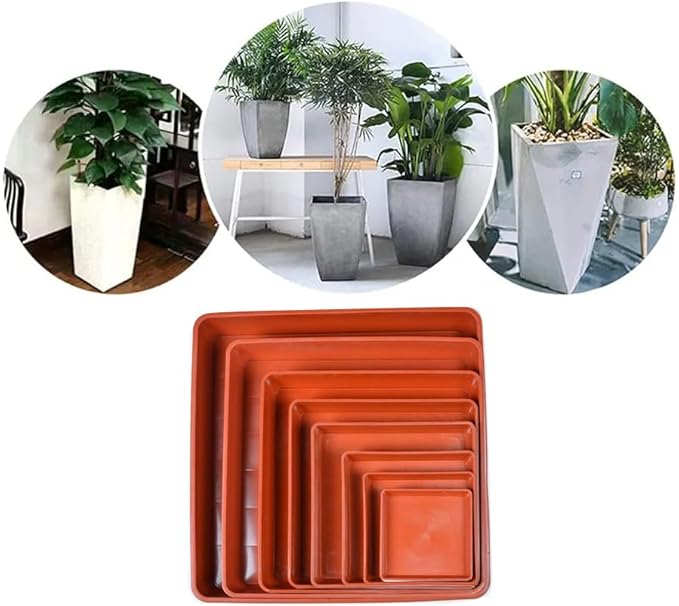 LWALRS 5 Pack Square Plant Saucer 8 Inch,Plant Water Catcher Tray, Heavy Plastic Plant Trays for Pots Pots Base Plant Saucers for Indoors and Outdoors, Pot Saucers for Plants.