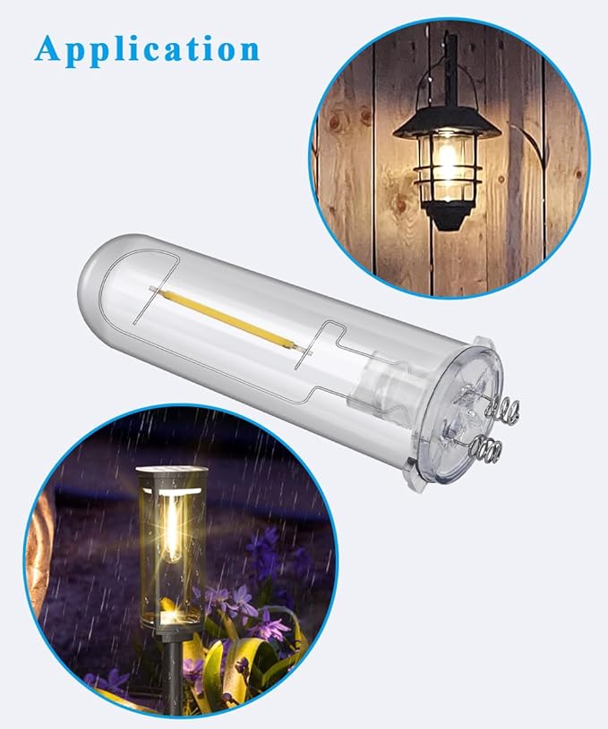 Solar Light Bulbs Replacement Light Parts Outdoor, 3V Low Voltage Bulbs for Solar Pathway Garden Landscape Lawn Walkway Lights IP65 Waterproof, 2 Pack