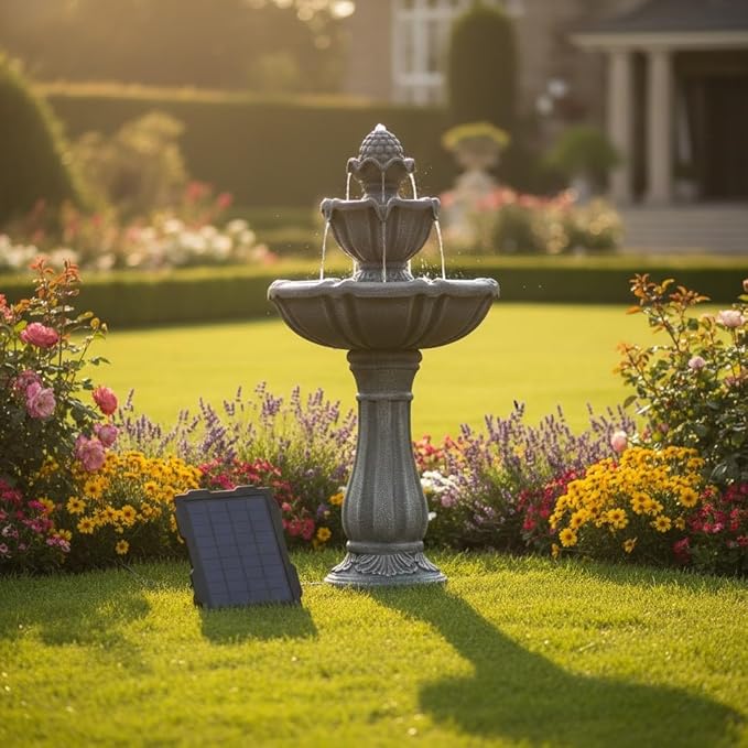 XBrand 36.2" 2-Tier Outdoor Freestanding Solar Water Fountain - Classic Design