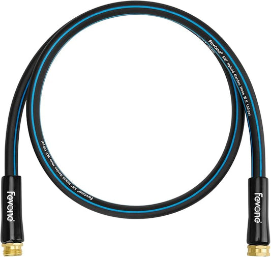 Fevone Short Water Hose 6ft, Lead Hose for Hose Reel, Connecting Hose for Hose Reel Cart, 5/8 Inner Diameter Hose, 3/4 Brass Fittings