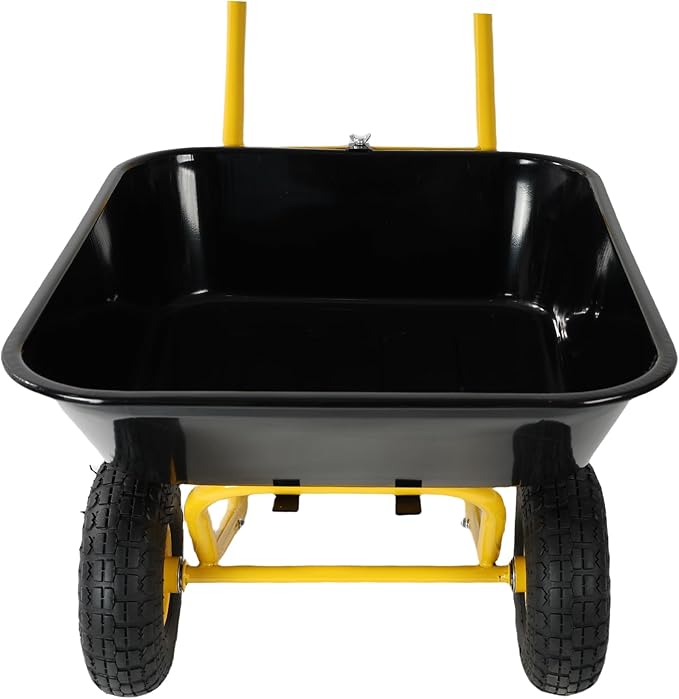 Dual Wheel Garden Wheelbarrow, 35L Heavy Duty Dual Wheel Yard Cart with 10" Pneumatic Tires, Leak-Proof No-Hole Design, Black ABS+Steel Frame for Garden, Yard & Construction (Black)