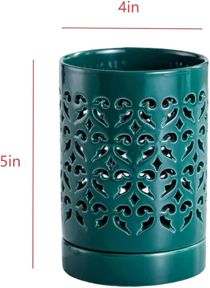 4 Inch Ceramic Orchid Pots with Holes, Breathable Garden Planter with Saucer Promotes Air Circulation for Healthy Plant Growth