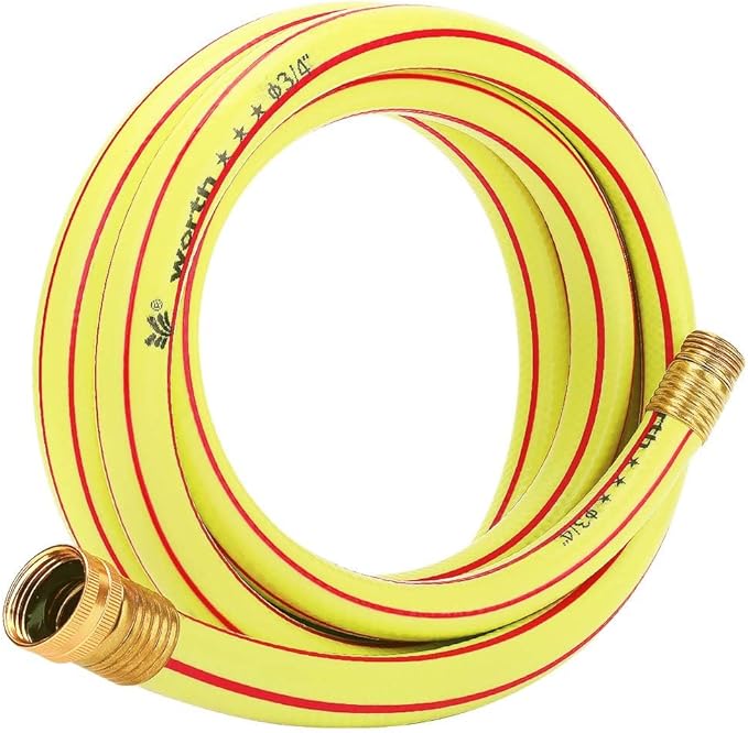 Yellow Garden Hose 3/4 in. x 25 ft. -Non Kinking, Leak Free, Flexible, Male to Female Fittings -Heavy Duty Lightweight Durable PVC Water Hose -150PSI Work & 500PSI Burst, for Lawn & Commercial Use
