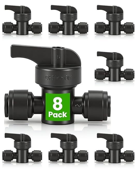 Drip System Parts, Quick Connect 1/4" Shutoff Valve Fittings for Garden & Farm Irrigation Systems, Set of 36