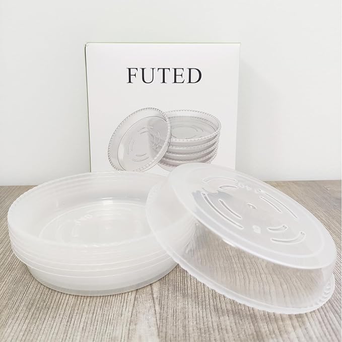 6 Pack Clear Plant Saucer 6 8 10 inch, Durable Plastic Plant Trays for Indoor, Round Flower Plant Pot Saucer, Sturdy Plant Water Catcher Tray