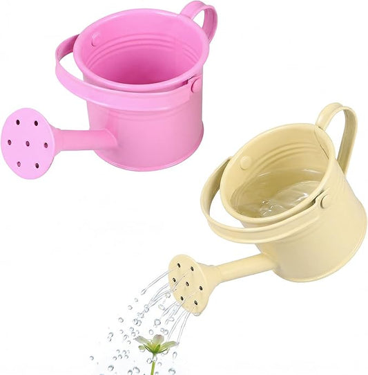 DOITOOL Small Metal Watering can for Kids Pink Mini Flower Watering Pot with Long Spout Portable for Indoor and Outdoor Plant Care