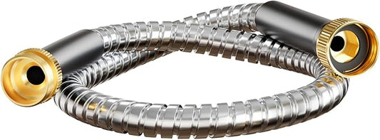 Beitopamz Short Garden Hose 3 ft, Male to Female Heavy Duty Stainless Steel Small Water Hose Extende Connector, Flexible No Kinks, Leakproof 3/4 in Fittings, Lightweight Leader Hosefor Patio, Lawn