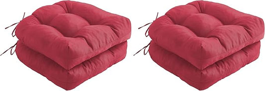 IPYNBAP Outdoor Chair Cushions Set of 2, Patio Chair Cushions with Ties, 19x19+5” Tufted Outdoor Seat Cushions, Waterproof Patio Furniture Cushions, Outdoor Dining Chair Pads, Burgundy (Pack of 2)