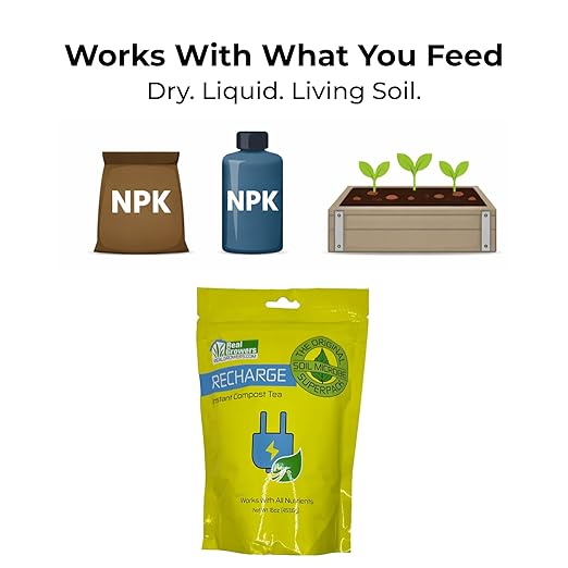 Real Growers Recharge 16oz – Mycorrhizae & Soil Microbes Instant Compost Tea for Root Growth, Transplant Support & Nutrient Uptake