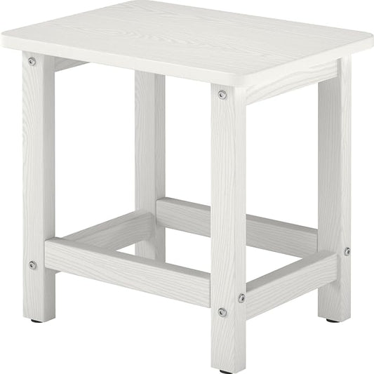 Weatherproof Outdoor Side Table, HDPE Small Outdoor Table for Adirondack, 16.6-Inch Patio Square End Tables for Garden, Backyard, Porch, Deck, Balcony, Poolside (White)